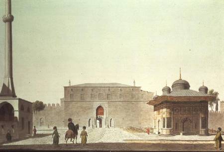 Constantinople: Hagia Sophia Square showing the fountain and the Imperial Gate of the Old Seraglio ( de Anonymous