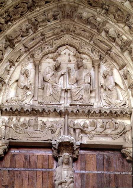 The Coronation of the Virgintympanum of the central portal of the north transept de Anonymous