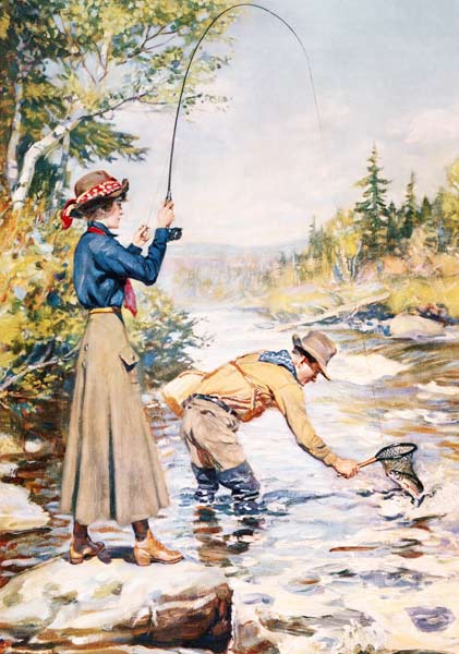 Couple Fishing on a River de Anonymous