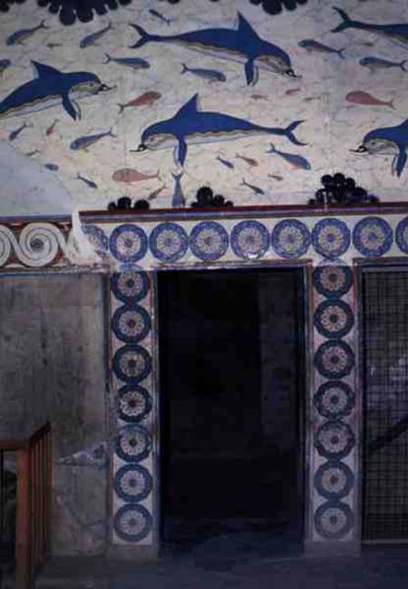 The Dolphin Frescoes in the Queen's Bathroom, Palace of Minos, Knossos,Crete de Anonymous
