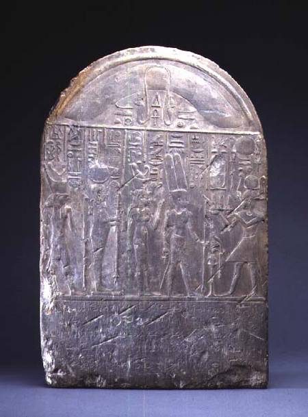 Donation stele, with texts in hieroglyphs and demotic de Anonymous