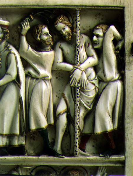 The Flagellation of Christ, detail of ivory diptych,French de Anonymous