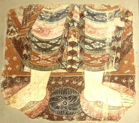 Fragment showing the Bodhisattva robe and feet (wall painting)Balawaste de Anonymous