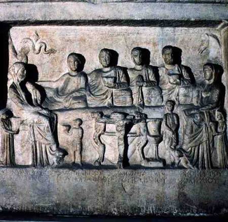 Funeral banquet scene from a stela relief Greek de Anonymous