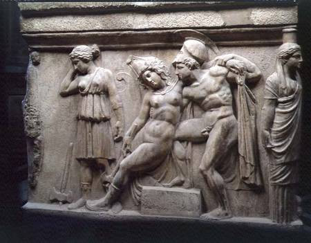 Greek Sarcophagus with a Scene showing the Battle of the Amazons de Anonymous