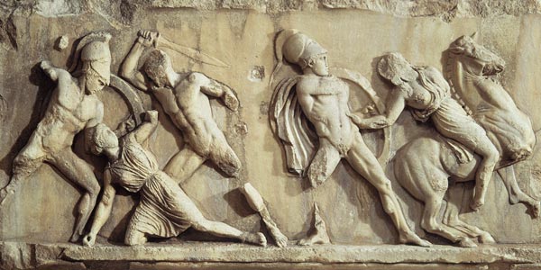 The Battle of the Greeks and the Amazonspart of the frieze from the Mausoleum of Halicarnassus de Anonymous