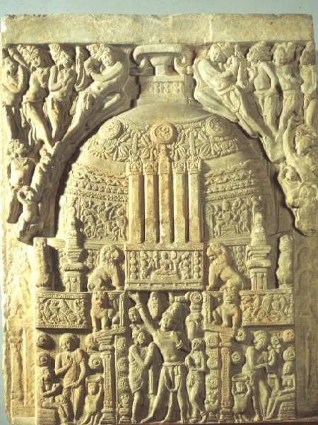 Greenish limestone carving of a Buddhist stupa, Nagarjunakonda,AP de Anonymous
