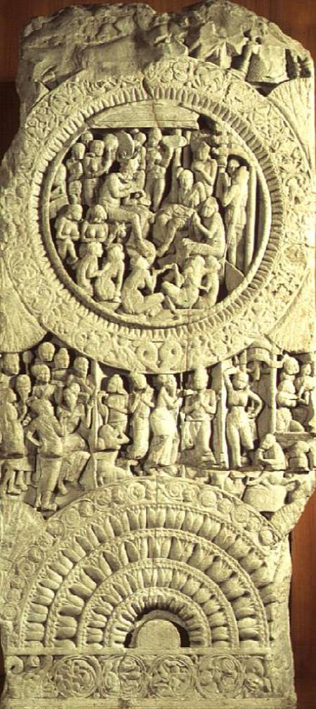 Greenish limestone carving depicting a story from the Jatakas, Amaravati,AP de Anonymous