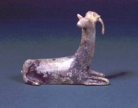 Hollow cast bronze horned goatpossibly originally attached to the rim of a vessel de Anonymous