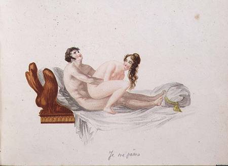 Illustration from "Les Extases de l'Amour (hand-coloured aquatint) de Anonymous