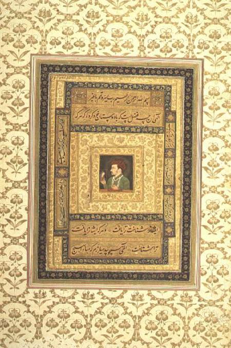 Jahangir holding a picture of the Madonna, inscribed in Persian: Jahangir Shah,Moghul de Anonymous