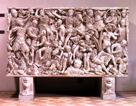 The Ludovisi sarcophagus with high relief representation of the Romans fighting the Barbarians de Anonymous