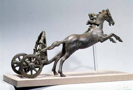 Model of a two horse chariot (one horse lost), found in the Tiber River,Roman de Anonymous