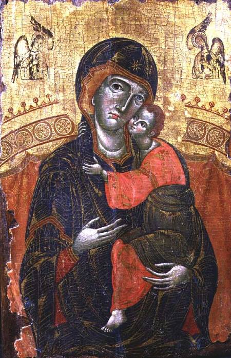 The Mother of God of Tenderness (Eleousa) enthroned, icon, Yugoslavian,from Dalmatia de Anonymous