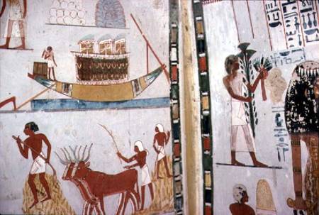 Nile Boat and Floor Threshing, in the Tomb of Menna,Dynasty XVIII New Kingdom de Anonymous