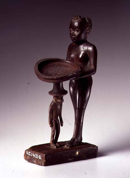 Nubian girl with monkey and dish, Egyptian de Anonymous