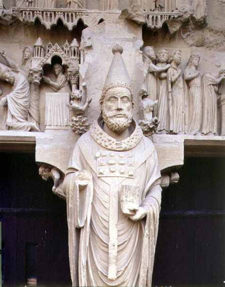 Pope Calixtus I (d.222) trumeau figure from the central 'Calixtus' Portal of the North transept de Anonymous