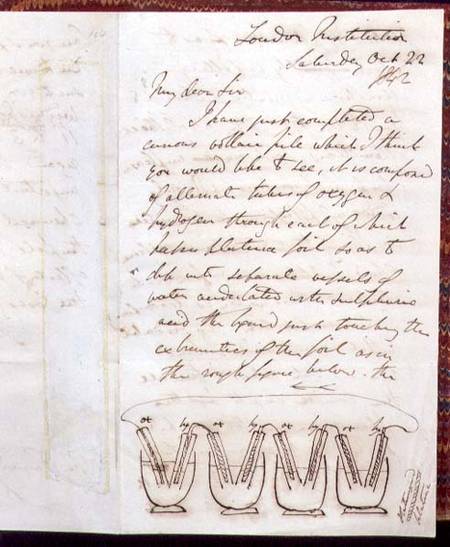 RI MS F1I f.104 Letter from Sir William Grove to Michael Faraday describing and illustrating the fir de Anonymous