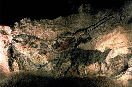 Rock painting of a horned animal de Anonymous