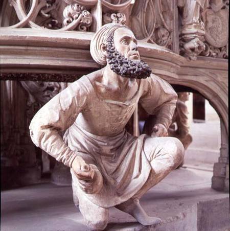 Self portrait of Adam Krafft (1460-1508) sculpture at the base of the ciborium de Anonymous