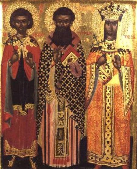 SS. Mercurios, Tryphon and Katherine,icon from the Ionian Isles de Anonymous