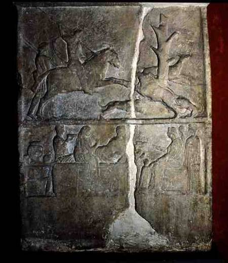 Stela relief depicting a wild boar hunt de Anonymous
