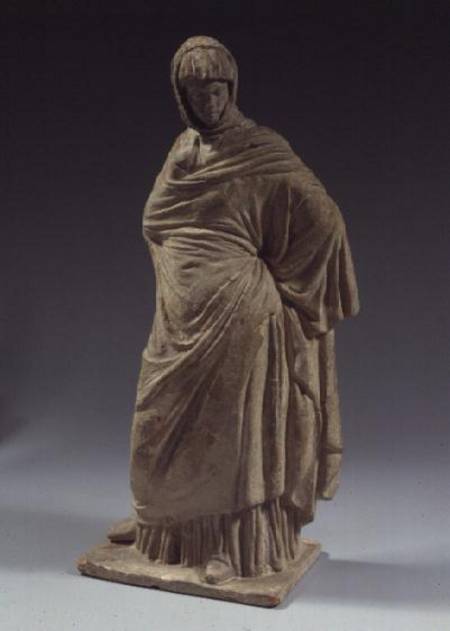 Stone female statuette, Boeotian, Tanagra,Hellenistic period de Anonymous