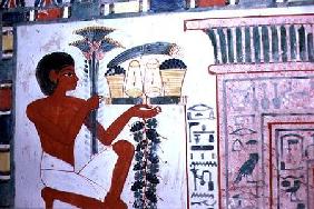 Bearer of Offerings, in the Tomb of Nakht, scribe and astronomer of Amun, Dynasty XVIII,New Kingdom