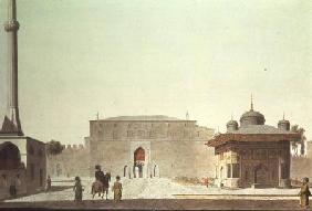 Constantinople: Hagia Sophia Square showing the fountain and the Imperial Gate of the Old Seraglio (