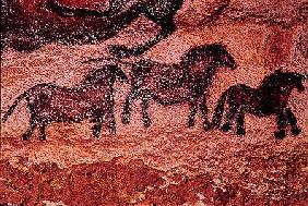 Rock painting of tarpans (ponies)