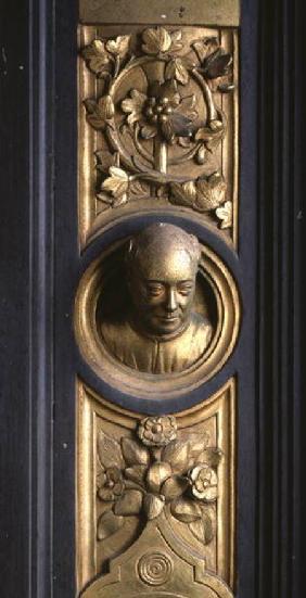 Self portrait of the sculptor Lorenzo Ghiberti (1378-1455) a roundel from the frame of the Gates of