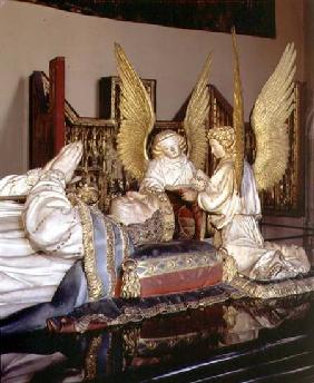 The tomb of Philip the Bolddetail of effigy and two angels