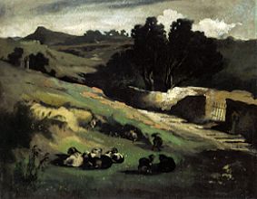 Landscape with goats de Anselm Feuerbach