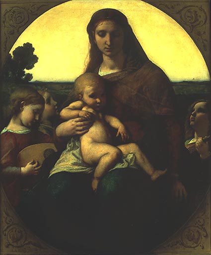 Maria mit dem Kinde zwischen musizierenden Engeln de Anselm Feuerbach
