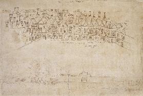 Inner Courtyard and Outer Wall of Oatlands, Richmond Palace  and
