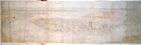 View of Dordrecht (pen and ink and w/c on paper) de Anthonis van den Wyngaerde