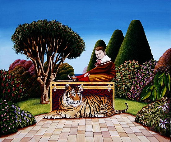 Boy with Tiger, 1984 (acrylic on board)  de Anthony  Southcombe