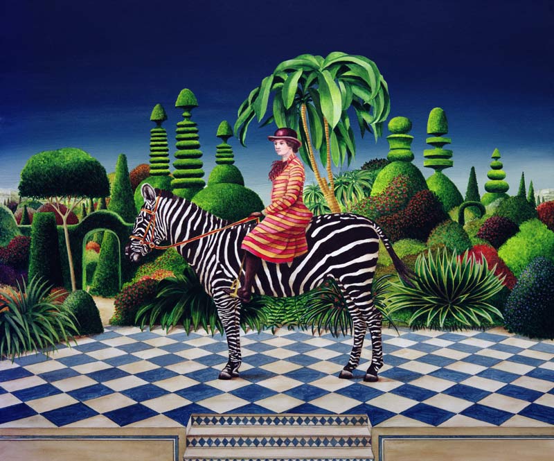 Lady on a Zebra, 1981 (acrylic on board)  de Anthony  Southcombe