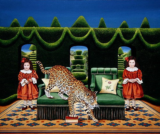 Two Sisters with a Jaguar, 1994 (acrylic on board)  de Anthony  Southcombe