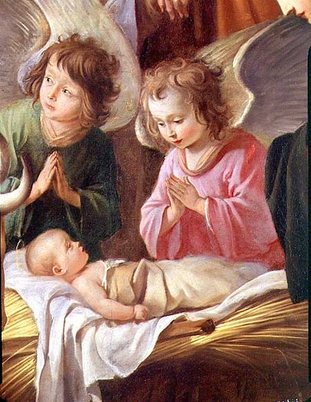 Adoration of the Shepherds, detail of the Angels and Child de Antoine and Louis  & Mathieu Le Nain