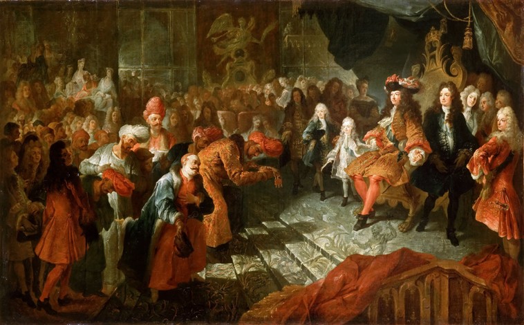 Louis XIV receiving the Persian Ambassador in the Galerie des Glaces at Versailles, 19th February 17 de Antoine Coypel