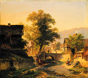 Hessian village landscape (stone brook) de Anton Burger