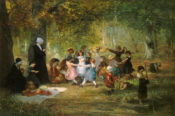 Playing children in the woods de Anton Dieffenbach