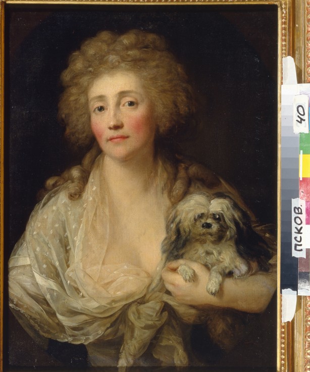 Portrait of Anna Oraczewska with the Dog de Anton Graff