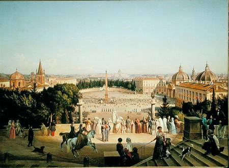 View of the Piazza del Popolo, Rome de Anton Ivanovich Ivanov
