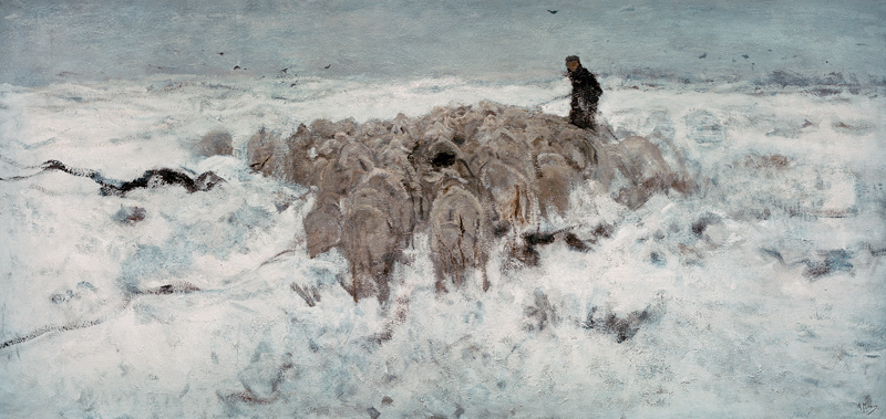 Flock of Sheep in the Snow de Anton Mauve