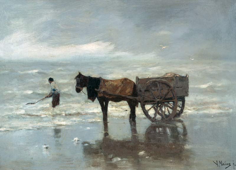 Pferdekarren am Strand (Tangsammeln) de Anton Mauve