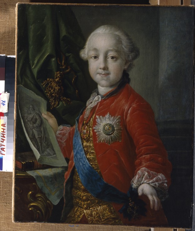 Portrait of Grand Duke Pavel Petrovich (1754-1801) as child de Anton Pawlowitsch Lossenko
