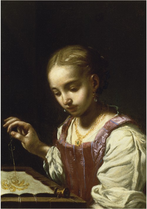 Girl Sewing de Antonio Amorosi