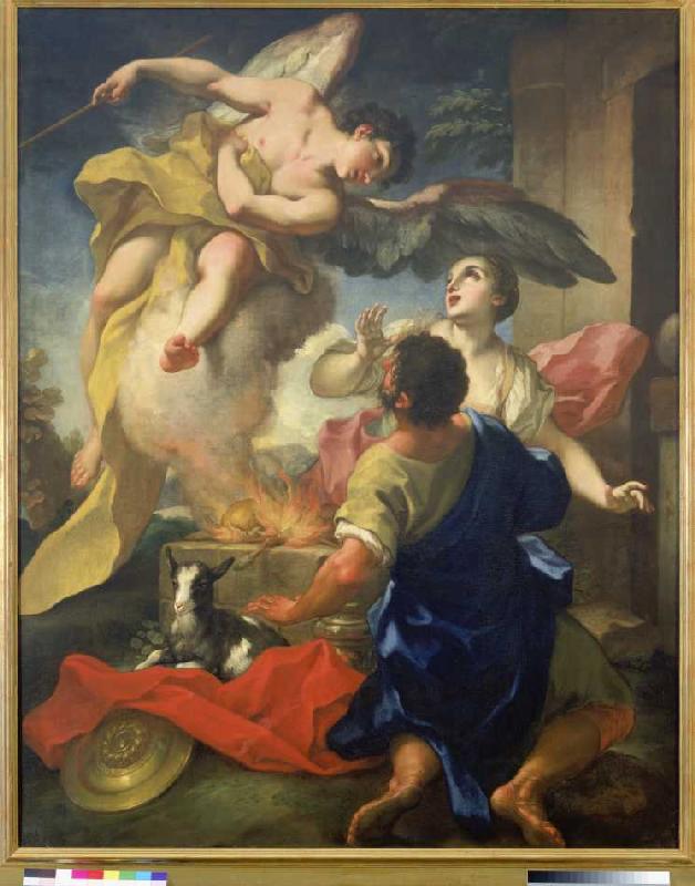 Ein Engel verheißt der Frau des Manoah einen Sohn. de Antonio Balestra